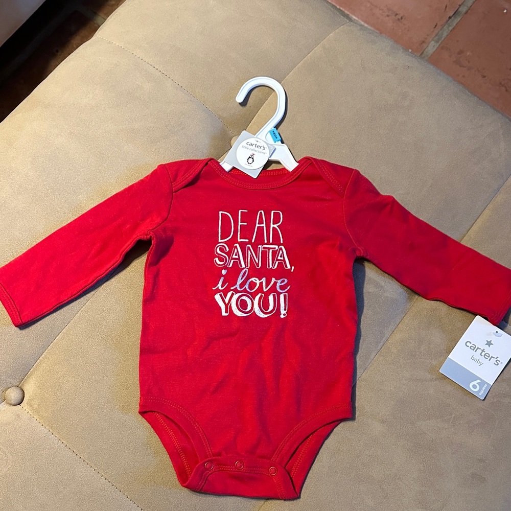 Carter's Festive Red Bodysuit - Dear Santa Design NWT